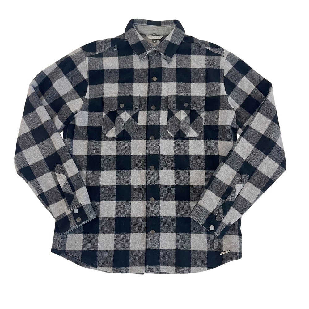 Smartwool Anchor Line Shirt Jacket Mens Large Gray Black Buffalo Plaid Shacket